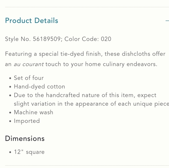 Anthropologie Amie Tie-Dye Dishcloths- set of 4 - Picture 4 of 7